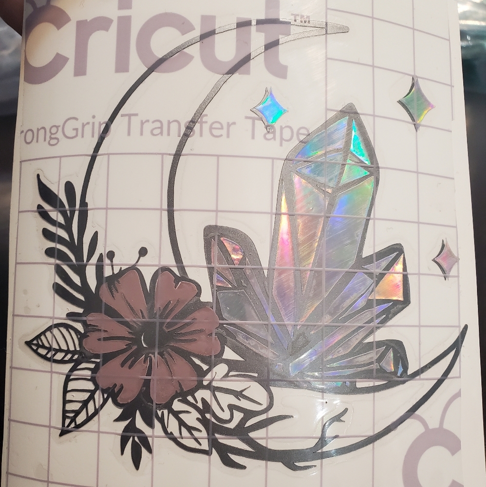Crystals and moon vinyl sticker